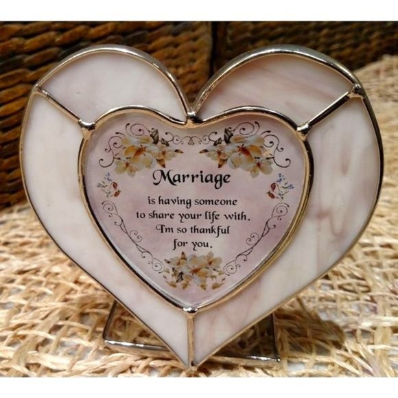 Unbranded Accents Vintage Marriage Poem Stained Glass Heart Votive